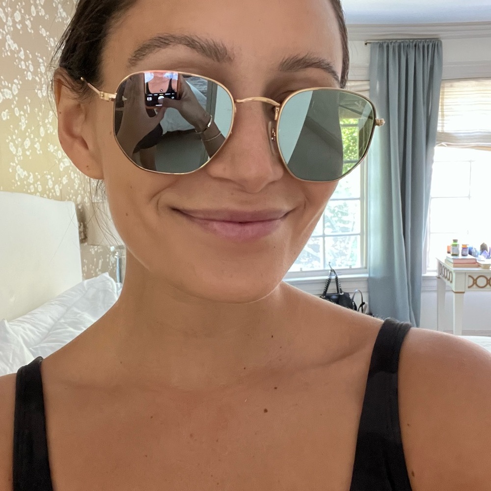 Hexagonal Light Blue Gradient Raybans - image 3